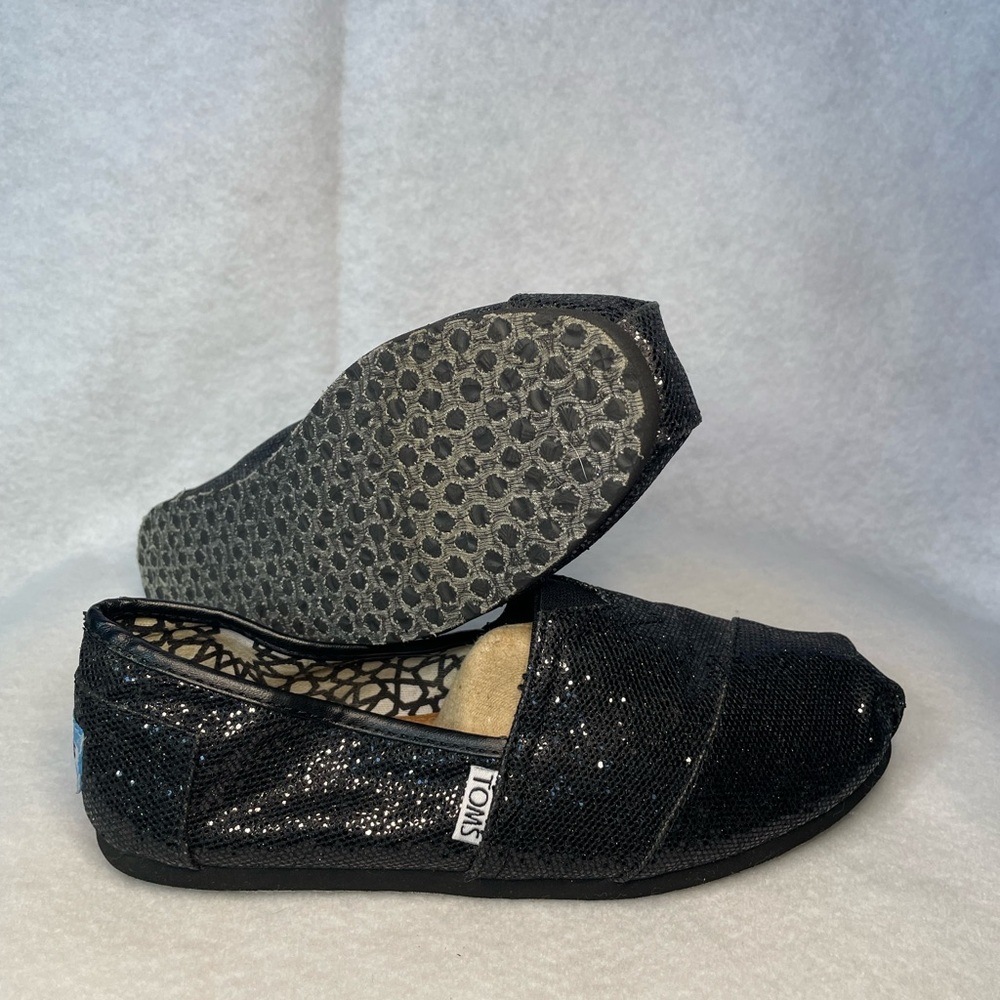TOM’S Glitter Flats Black Women’s 7